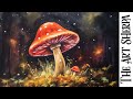 Red Cap Mushroom magic fungus 🌟🎨 How to paint acrylics for beginners: Paint Night at Home Halloween