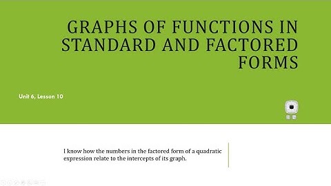 Compare Graphs of Functions in Standard and Factored Forms (Quadratic)