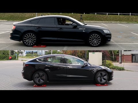 SLIP TEST - Audi A5 Quattro vs Tesla Model 3 AWD - @4x4.tests.on.rollers