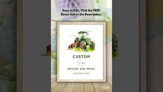 Customizable Green Tractor Printable Birthday Sign, Green Tractor Bike Themed
