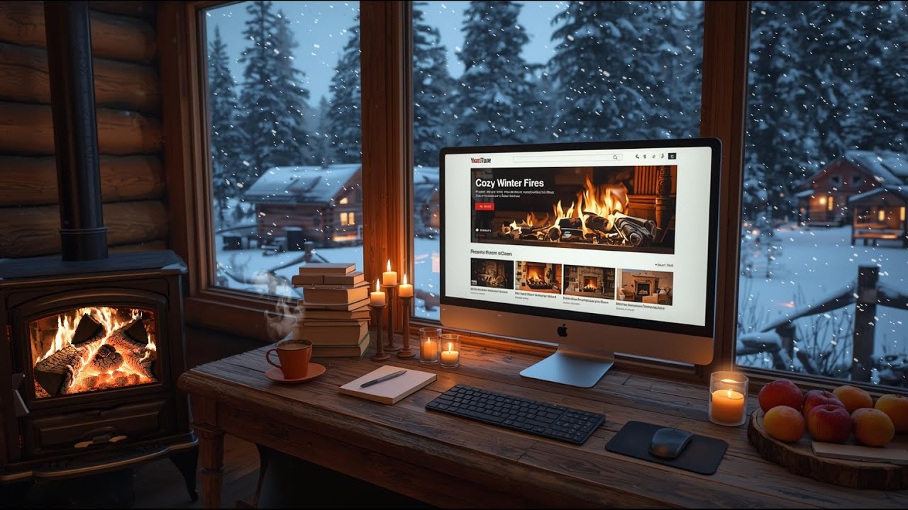 Relaxing Winter Jazz ☕ Cozy Coffee Shop Ambience with Fireplace for Focus & Work