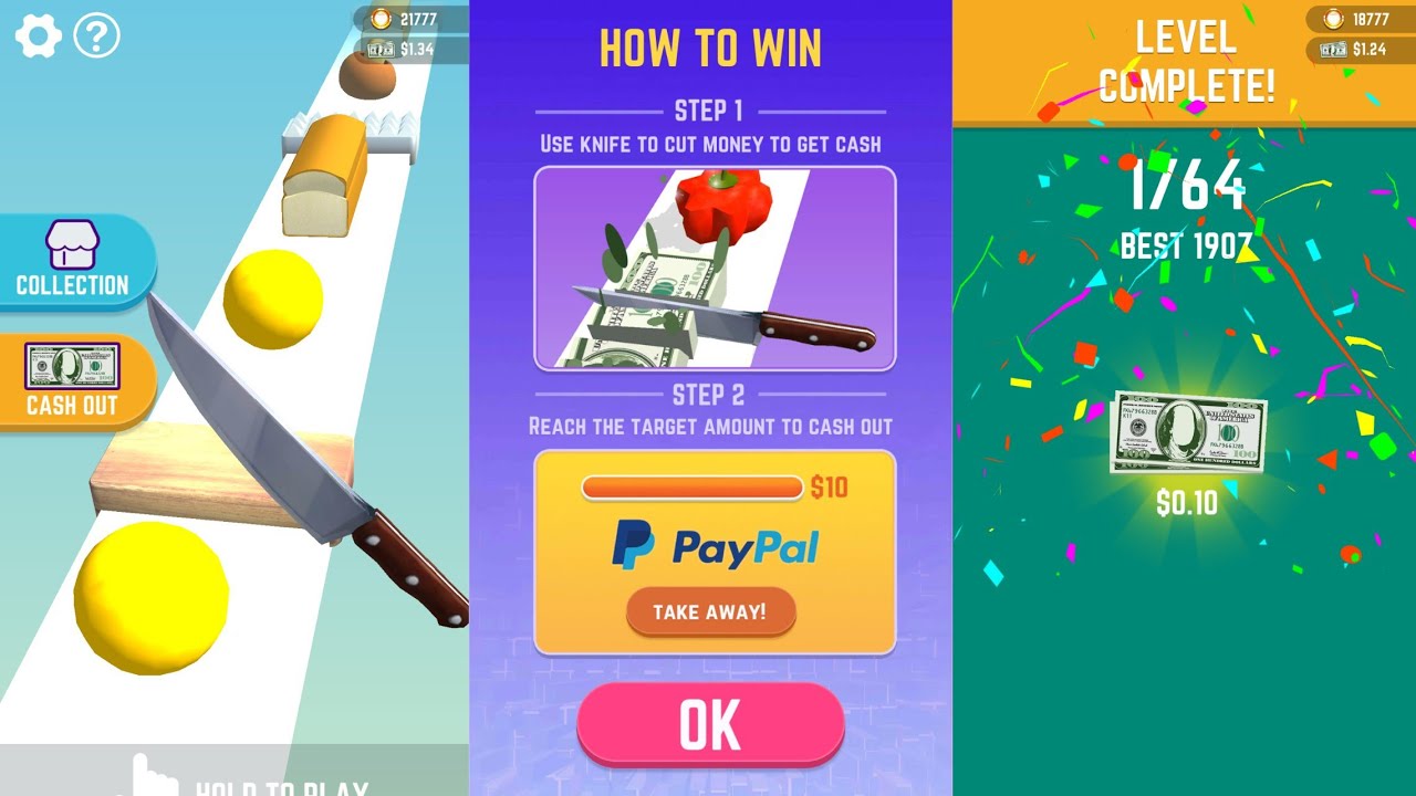Food Cut Knife Throwing Game Earn 10 to 20 PayPal Money BAI