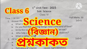 Class 6 Science Question Paper 2023 1st Unit Test 2023 Question Paper English Medium