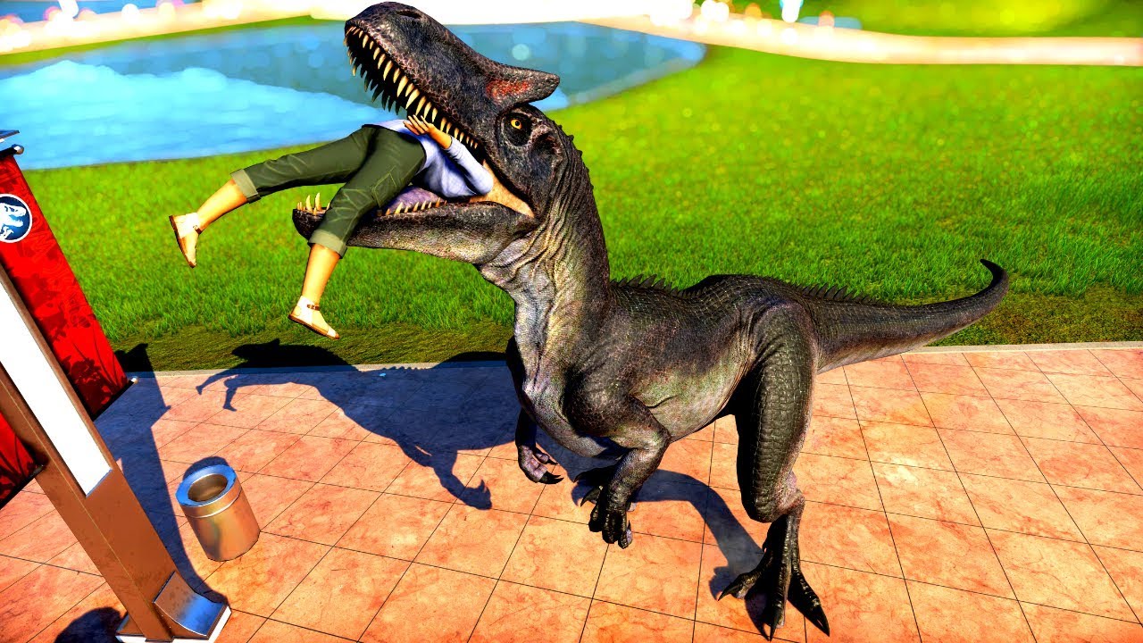 Jurassic World Evolution Allosaurus T Rex Breakout Fight