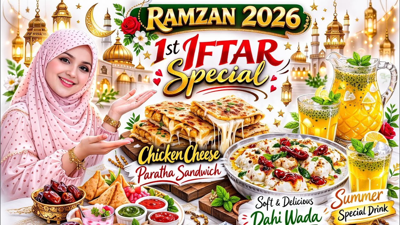 Ramzan 2026 First Iftar Menu 😋 | Tasty Chicken Cheese Sandwich | Soft Dahi Wada | Summer Drink