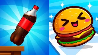🍼🍔🔥 Bottle Jump 3D x Food Run – Flip Perfect, Eat Fast! 😱💥 screenshot 3