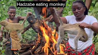 Hadzabe Eating Monkey After a successful hunt in Tanzania 🇹🇿#hadzabe #hadzabetribe #hadzabetribe
