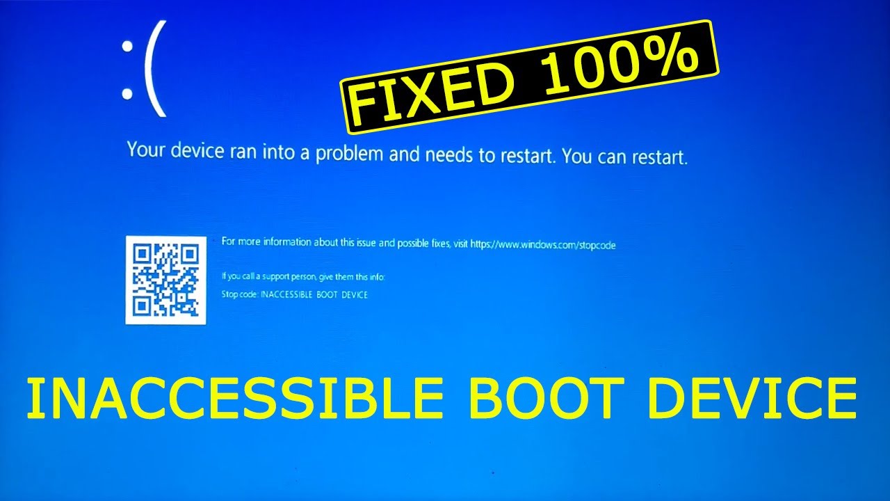 Inaccessible Boot Device Windows After Bios Update Reset Or Ssd Clone Youtube