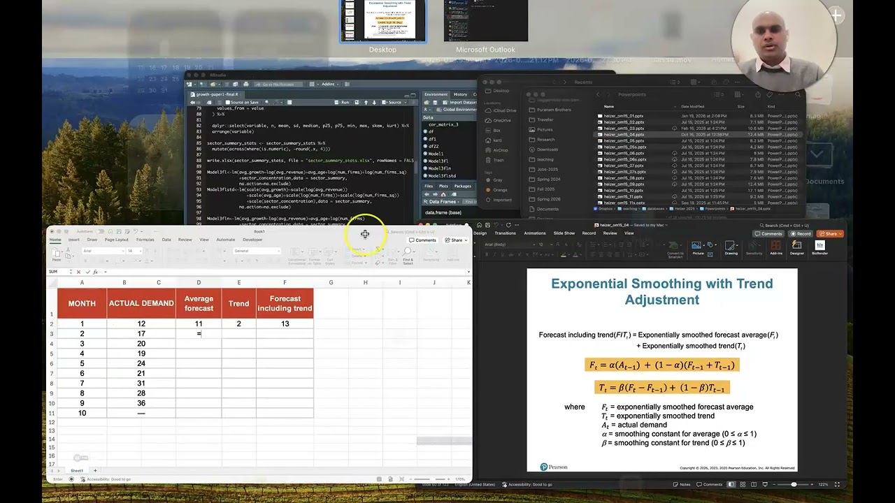 Exponential smoothing including trend