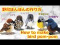 野鳥ぽんぽんの作り方　サメビタキ編 （How to make a bird pom-pom : Dark-sided flycatcher）