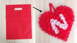 Roses Heart Making With ClothBag |Valentines Day Gift |DIY | Best Out Of Waste | ValentinesDay Craft