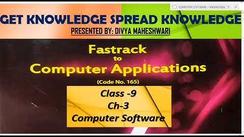 FASTRACK TO COMPUTER APPLICATIONS PART-2 CLASS-9 CH-3 COMPUTER SOFTWARE