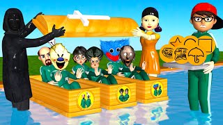 Scary Teacher 3D vs Squid Game Face Mask Jump Over Wood Float Challenge Miss T vs 5 Neighbor Loser screenshot 2