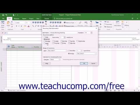 Project 2016 Tutorial Creating Recurring Tasks Microsoft Training