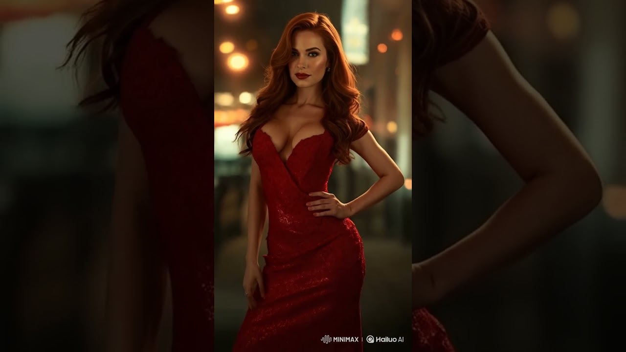 Red-Haired Beauty in a Red Dress 🔥 | Beach Glamour 