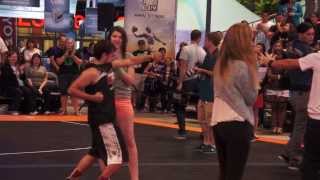 Josh Hutcherson & Lizzy Rager Bust A Move In The Dance Off @ The SBNN Celeb Bball Game(8-9-13)