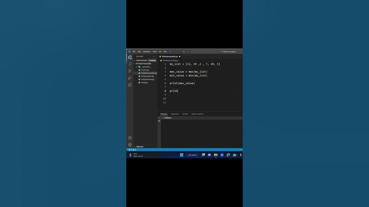 How To Find Min And Max Value In Python python shorts how-to-find-min-and-max-value-in-python-python-shorts