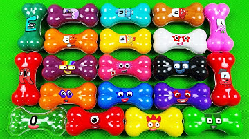Looking Numberblocks, Alphablocks, Alphabet Lore Slime Bone Shape…Mix Coloring! ASMR Slime
