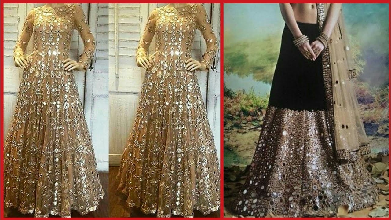 mirror work bridal lehenga