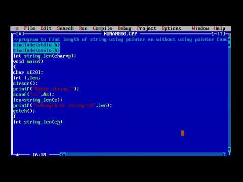 52_find length of string using pointer and without using pointer turbo c