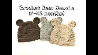 How to Crochet Bear Beanie (6 -12 months)