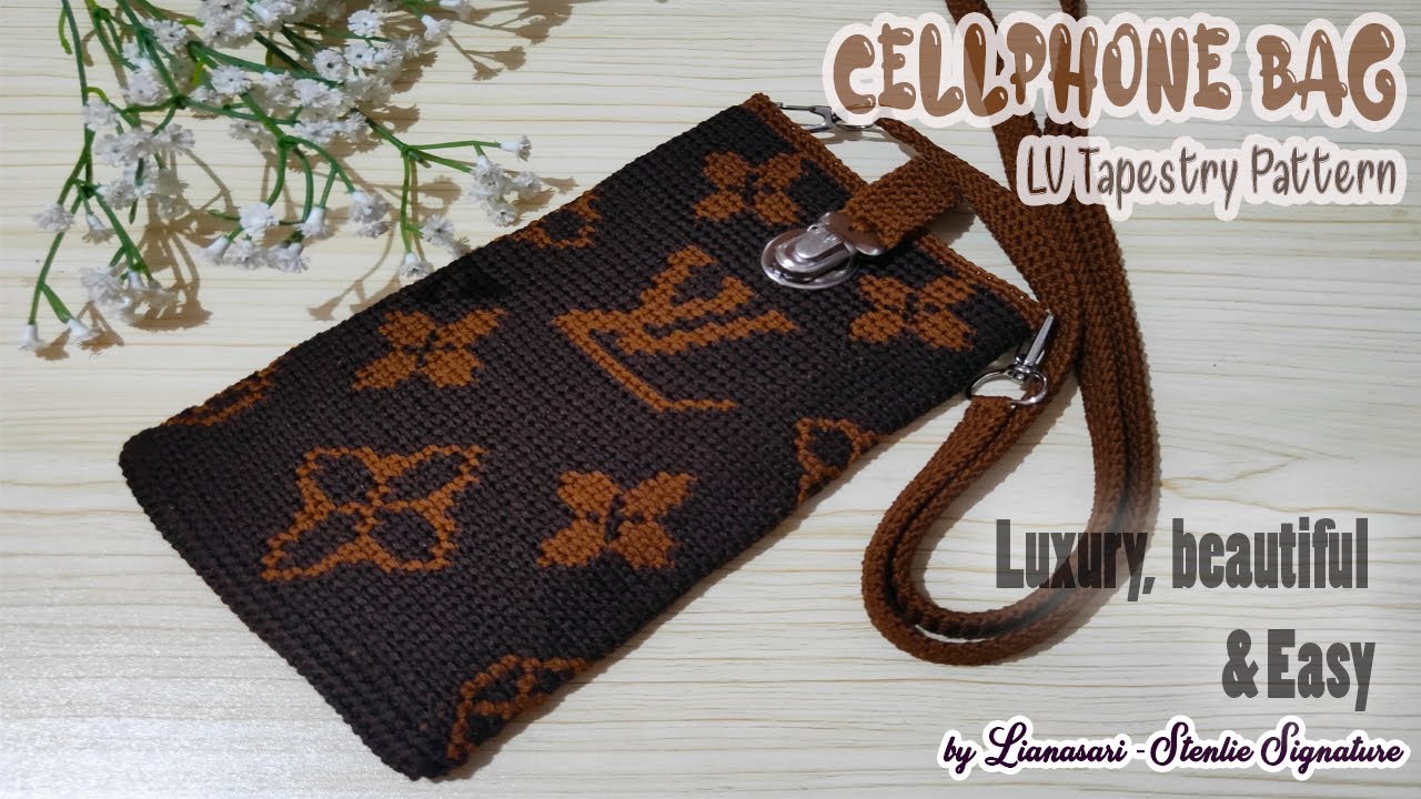 Tas Hape Rajut - crochet cellphone bag LV (Louis Vuitton Tapestry) 