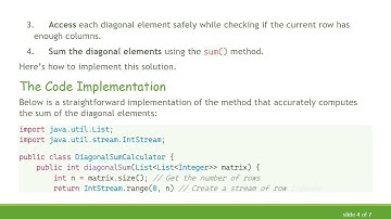 Calculate the Sum of All Diagonal Elements in Java Lists with Streams