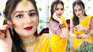 Haldi , Mehendi Makeup Look / Milani- One Brand Makeup Look/ SWATI BHAMBRA