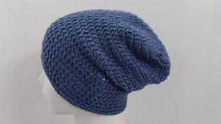How to Crochet Slouchy Beanie for men/Simple and Easy for Beginner