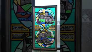 Real Leaded Stained Glass, depicting the History of The Priory!