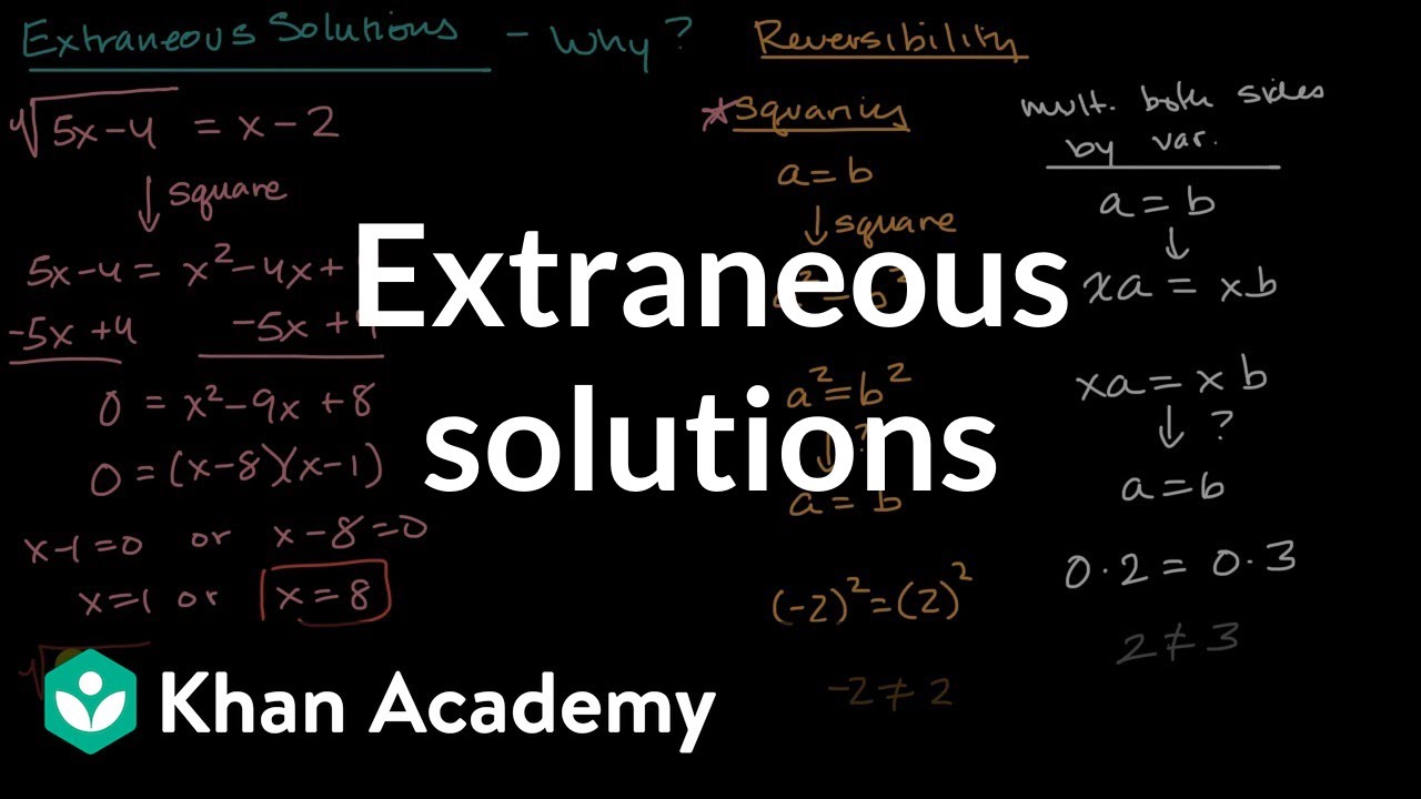 Extraneous Solutions Video Equations Khan Academy