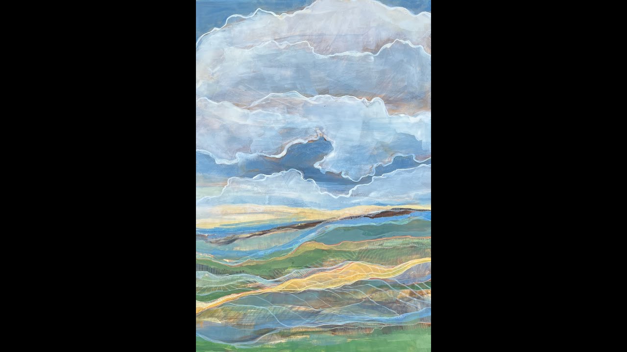 Atmosphere Series, egg tempera on panel, 144x36", Caroline Adams