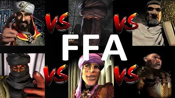 SALADIN VS CALIPH VS FREDERICK VS NIZAR VS EMIR VS PIG | Stronghold Crusader Ai Battle