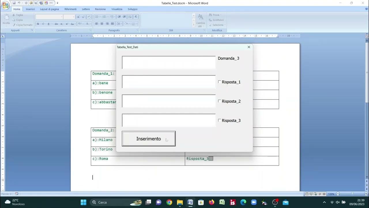VBA word Tabelle in documento , table in word document, tabla en