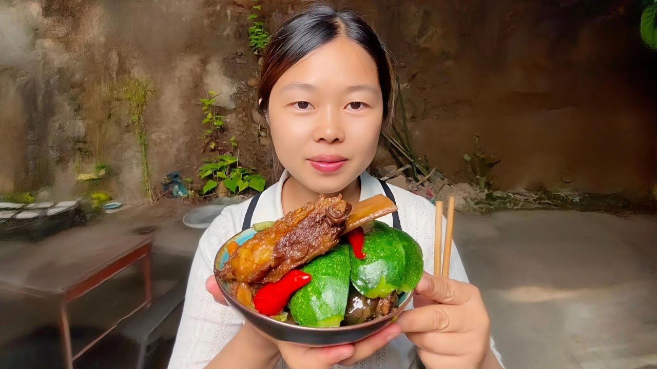 Rural Mukbang | Delicious Beef Rib Soup with Fresh Vegetables
