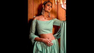 Mint Blue Embroidered Chinnon Lehenga Choli screenshot 3