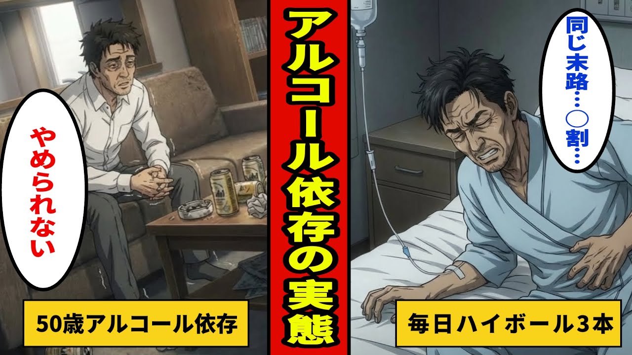 【漫画】50歳アルコール依存症の男のリアルな生活。毎日ハイボール3本…日本人の◯割が同じ末路…【メンタル闇ネタ】
