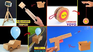 4 Incredible cardboard toys , how to make yoyo , Easy homemade working gun |Easy school project idea