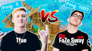 Tfue on 0 PING vs FaZe Sway on HIGH PING 1v1 in BUILD BATTLE!!