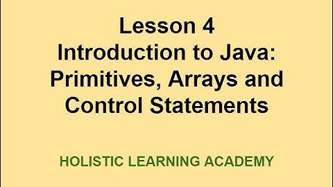 Lesson 4 Java Basics - Primitives, Arrays