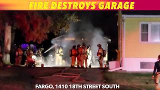 Fire Destroys Fargo Garage Tuesday Night