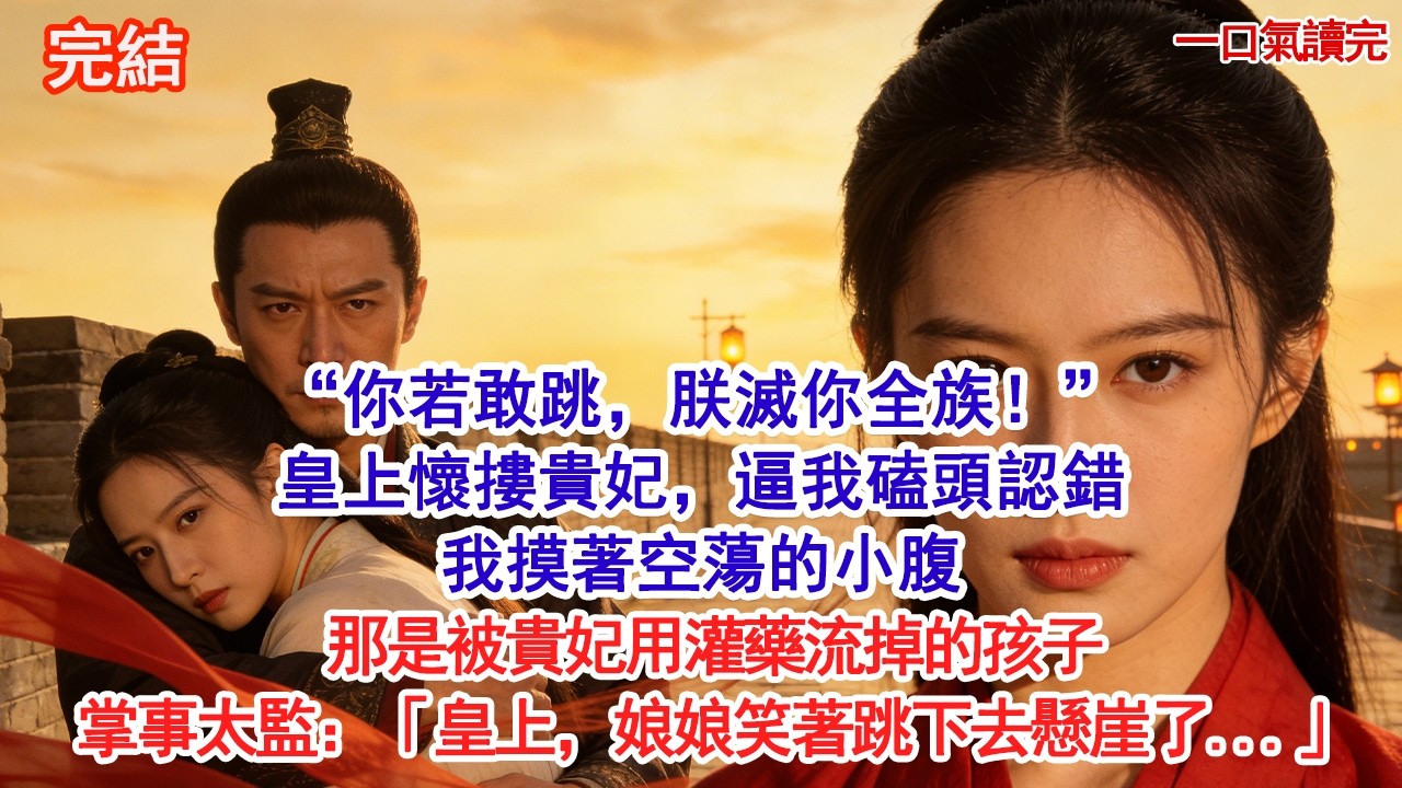 “你若敢跳，朕滅你全族！”皇上懷摟貴妃，逼我磕頭認錯。我摸著空蕩的小腹，那是被貴妃用灌藥流掉的孩子。掌事太監：「皇上，娘娘笑著跳下去懸崖了...」#古風#追妻火葬場#愛情