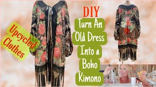 How To Make a Boho Kimono / Duster From a Thrifted Dress