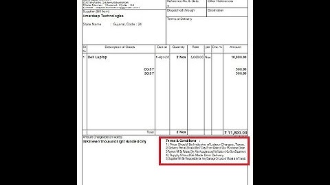 Tally Add On : Print Terms and Conditions in Purchase Order