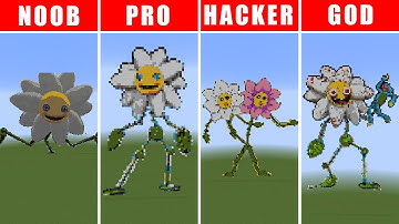 PIXEL ART NOOB VS PRO VS HACKER VS GOD DAISY POPPY PLAYTIME IN MINECRAFT