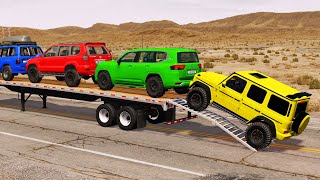 Flatbed Truck Mcqueen  | Transportation with Truck  Pothole vs Car #08  BeamNG.Drive