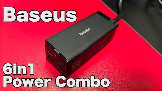 【Baseus 6 in 1 Power Combo】AC電源とPD65W対応のUSBポートがついた高性能電源タップ！！