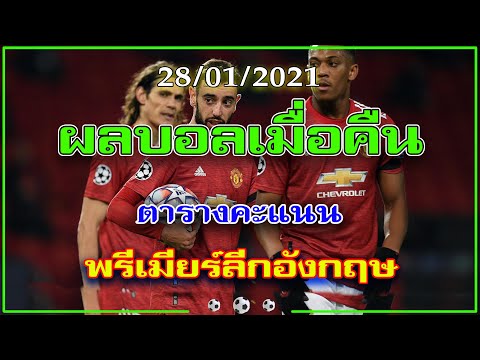 ผลบอลเมื่อคืน 28/01/2021 พรีเมียร์ลีก ตารางคะแนน ดาวซัลโว,และอีก3ลีก