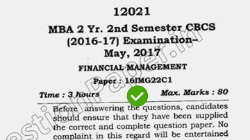 2017 Mdu MBA 2nd Sem Financial Management Question Paper