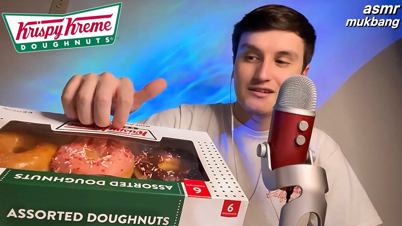 ASMR Krispy Kreme Donuts Mukbang 🍩💤 (w/ whisper ramble)